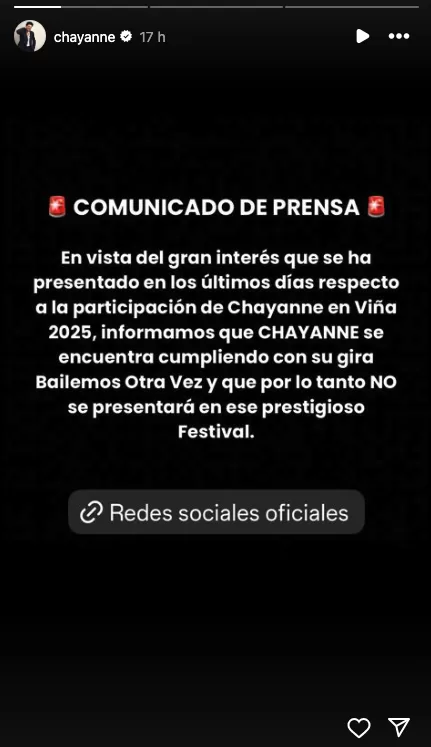 Chayanne Comunicado